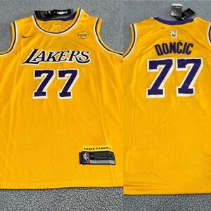 Luka Doncic Jersey LA Lakers Basketball NBA Nike Los Angeles Gold Yellow Purple